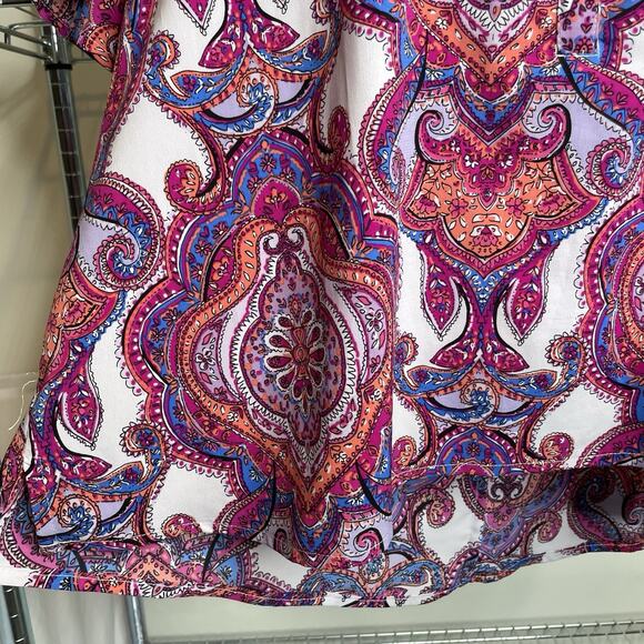 Catherines Women's Pink Blue Paisley Blouse Size‎ Petite 1XW Flowy Artsy Boho - Picture 8 of 13